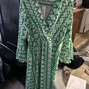 Green Patterned Women's Dress: Order Plus 2XL
